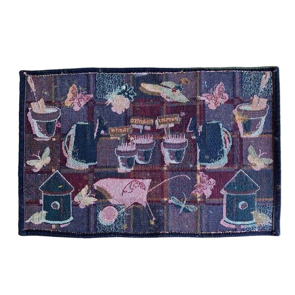 Table Placemats Garden Spring Tapestry Set of 4 Green Gold 12" x 19" - Picture 9 of 9